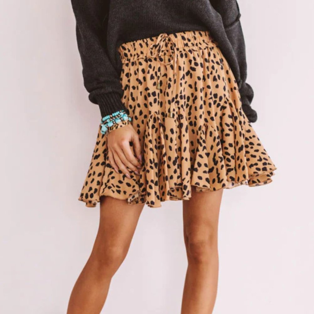 Entro Size Small Mini Leopard Brown Short Skirt - Picture 1 of 5